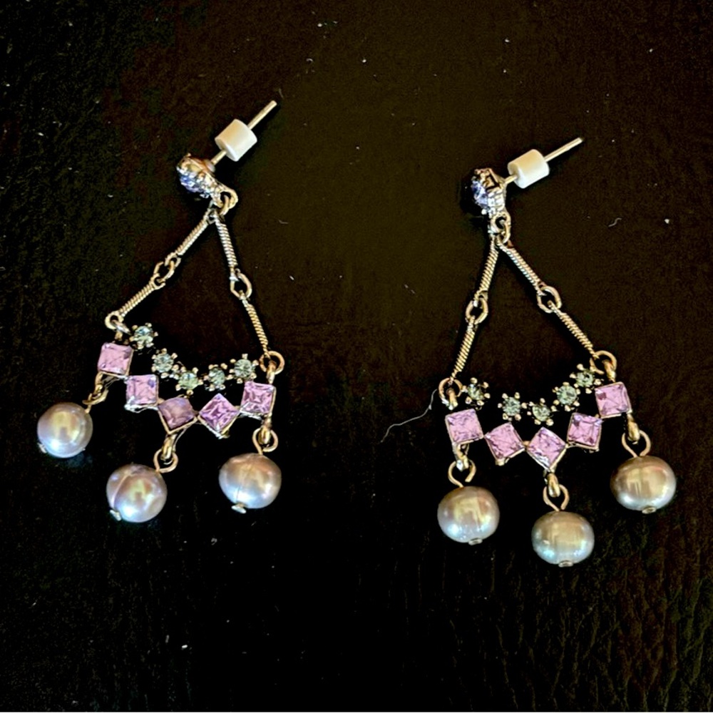 Pink chandelier dangle earrings